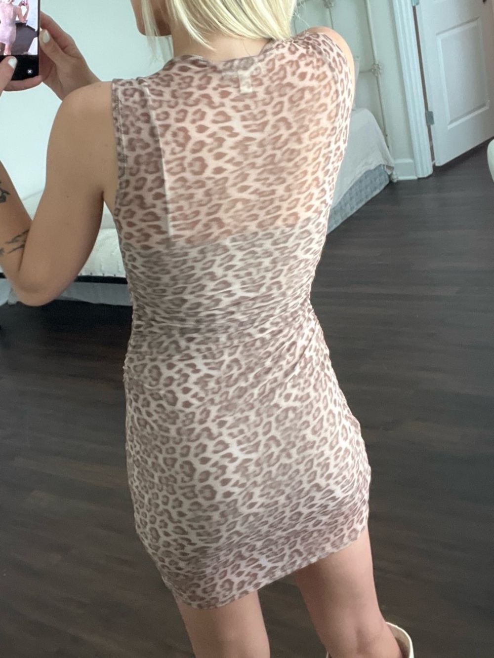 See You Monday Beige Leopard Print Sleeveless Midi Dress - Picture 3 of 3